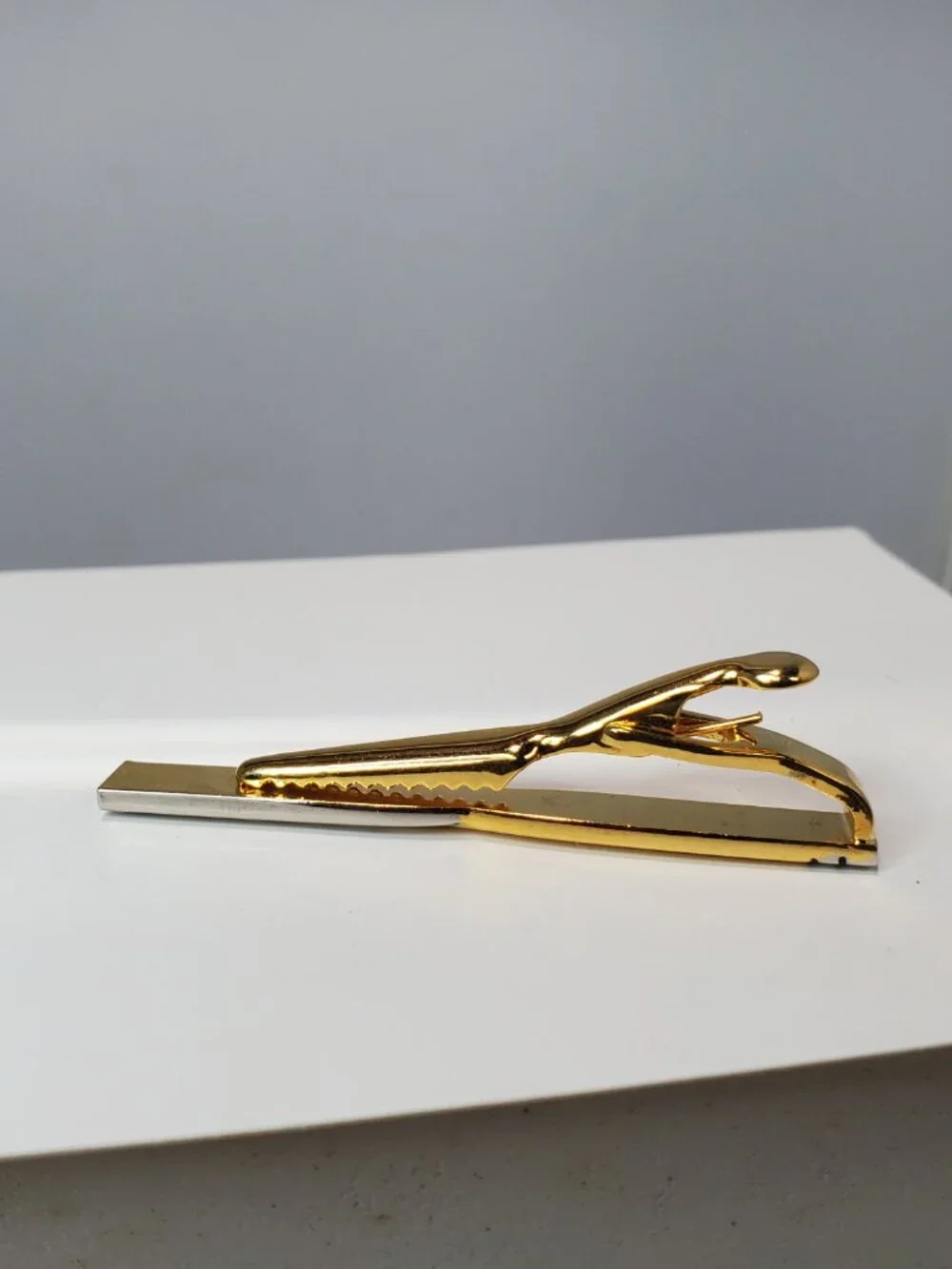 Vintage Two-Tone Gold and Silver-Plated 3-Piece Tie Clip & Cufflinks Set